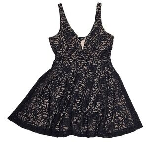 Express Black Lace Fit & Flare Mini Dress Sleeveless Party Cocktail